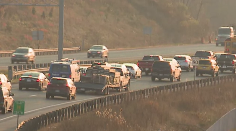 Heavy traffic on Red Hill Valley Parkway in Hamilton